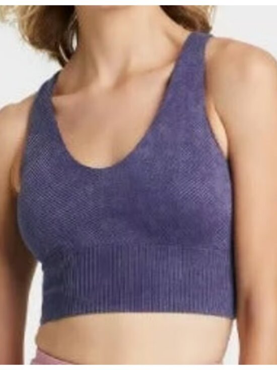 all in motion Tops - All In Motion Purple Ribbed V-neck Longline Seamless Sports Bra - Sz XL